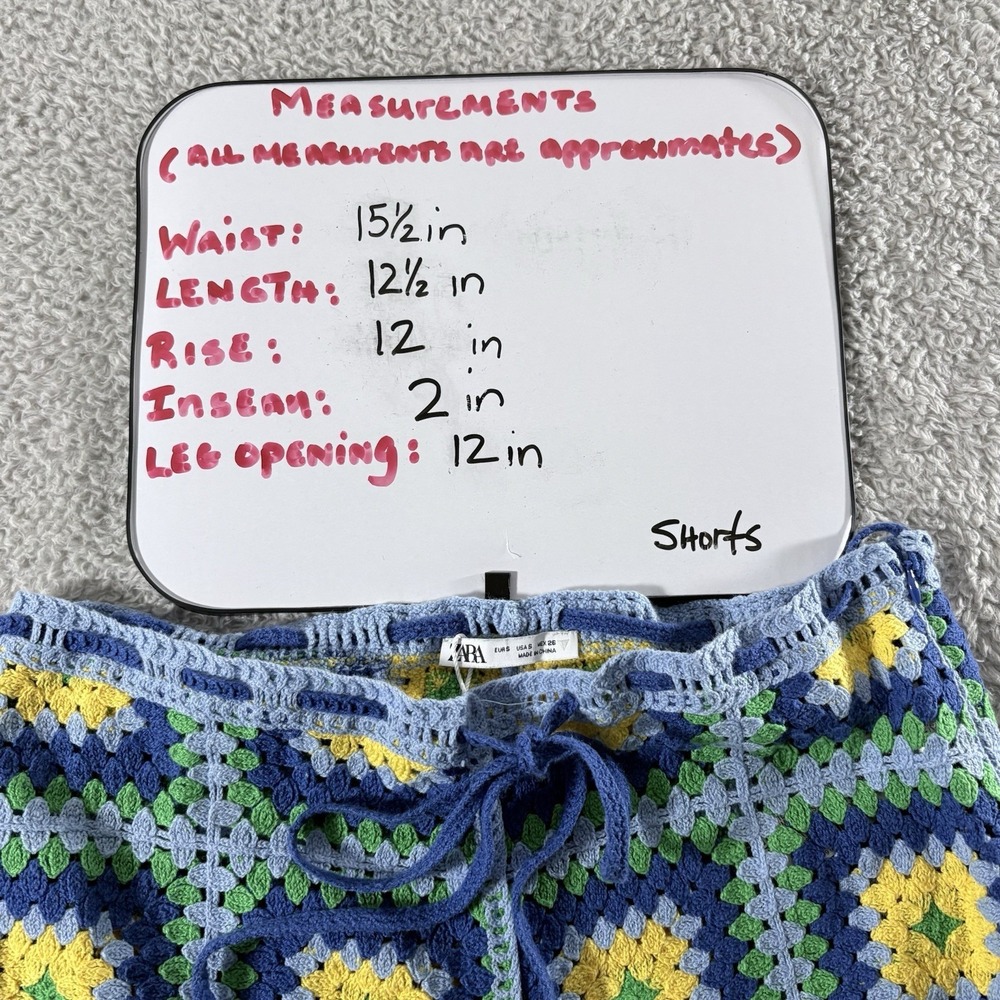 Zara Crochet Set Women Blue Yellow Small Granny Square Boho Festival Matching - Picture 8 of 16